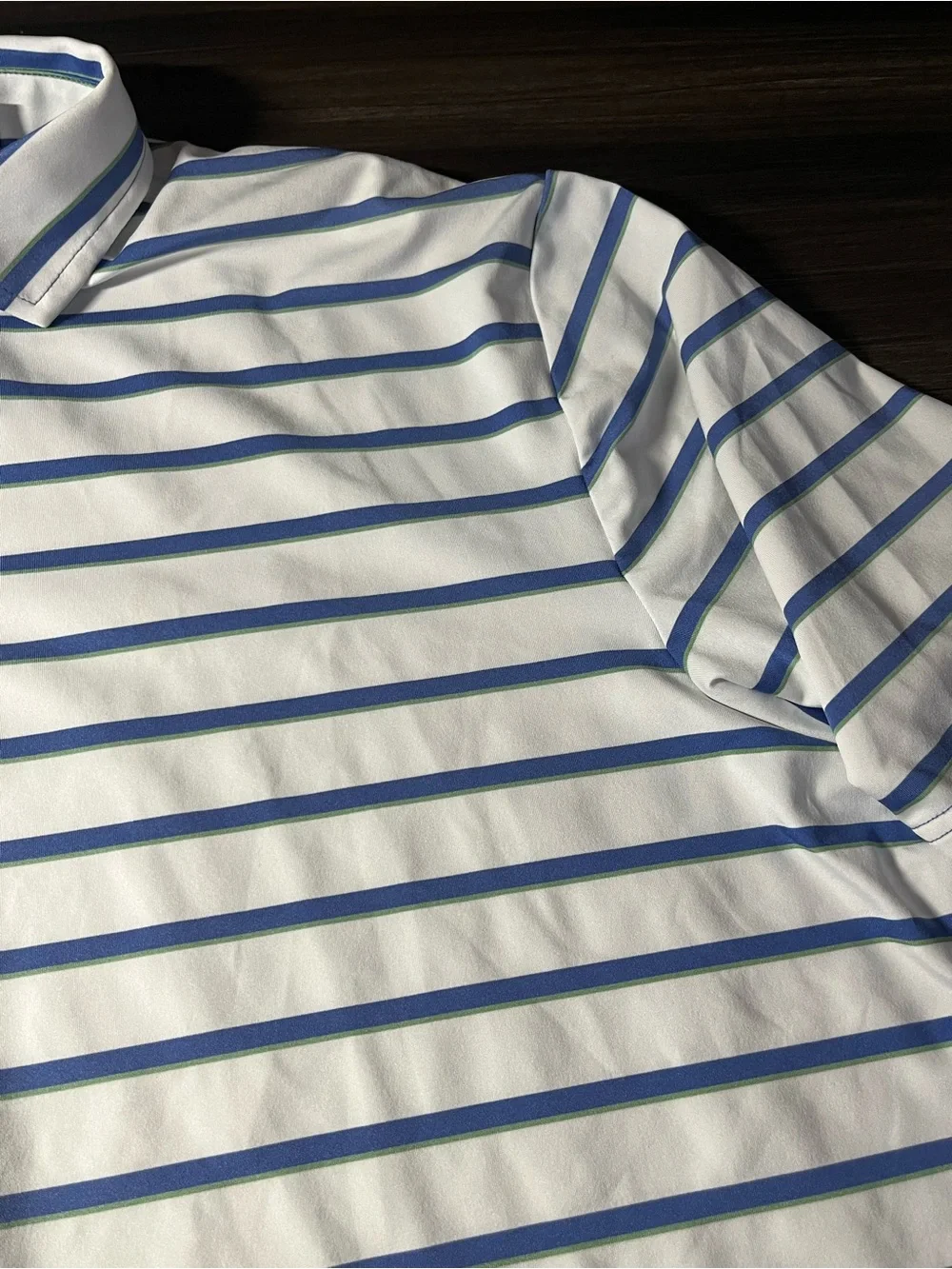 Ralph Lauren RLX Men’s Golf Polo White And Blue Stripes Size XL